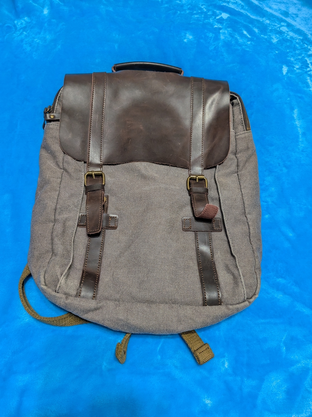 🎒 Rugged Meets Refined: Brown Canvas & Leather Backpack 🎒